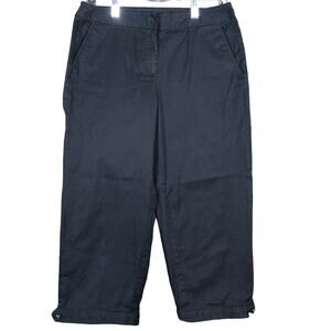 Talbots Womens Pants Black Chino Capri Button Hem Momcore Stretch 6